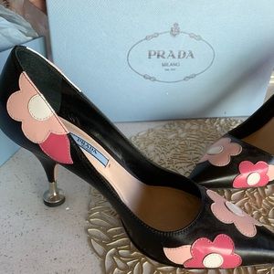 Prada Leather Point Toe Pumps